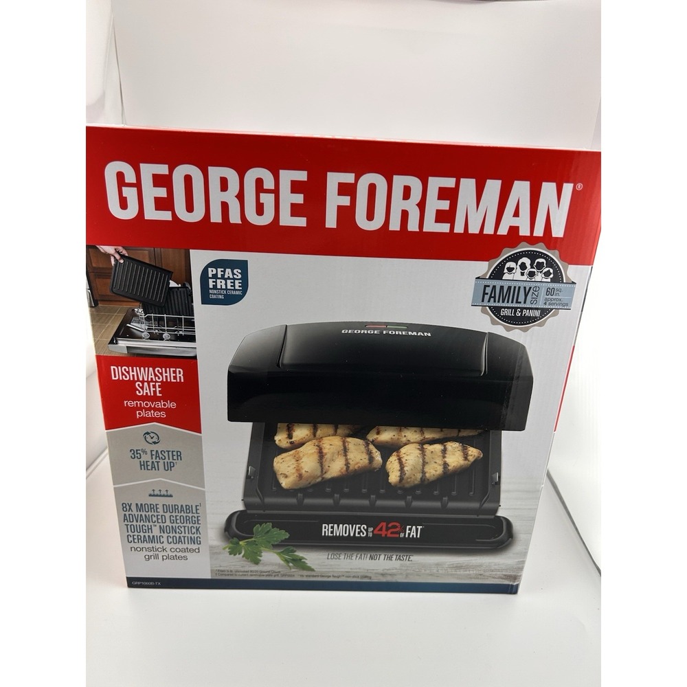 George Foreman 4-Serving Removable Plate Electric Grill and Panini Press